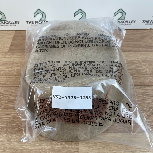 Merrimac Vintage Wool Felt Cloche Hat Beige Oatmeal Grosgrain Bow Ribbon Pin main image 7